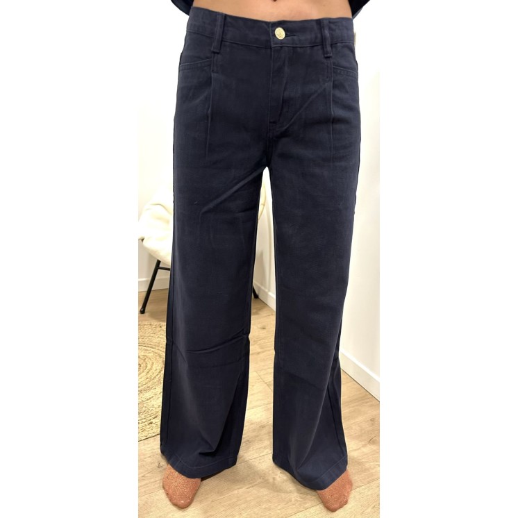 PANTALON LARGE À PLIS