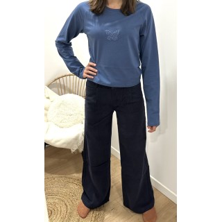 PANTALON LARGE À PLIS