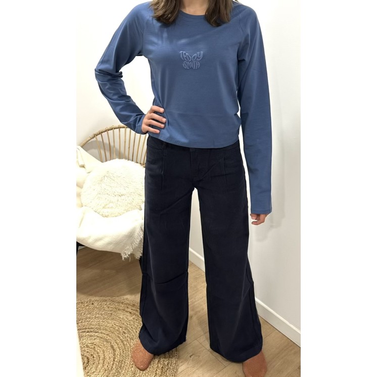 PANTALON LARGE À PLIS