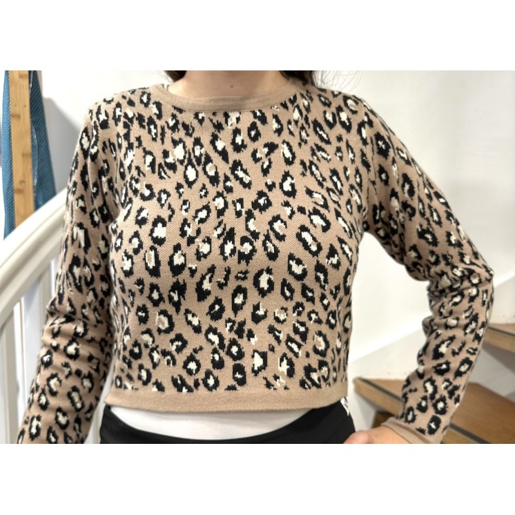 PULL EN MAILLE IMPRIMÉ LÉOPARD
