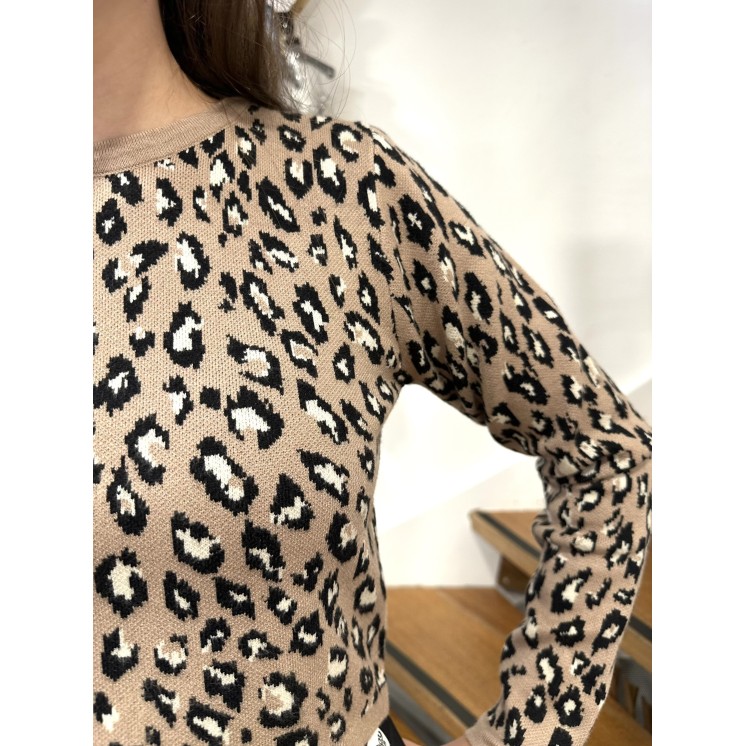 PULL EN MAILLE IMPRIMÉ LÉOPARD